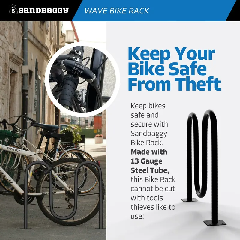 Commercial Wave Bike Racks - In Ground, Dual Loop - 5 Bike Capacity 4