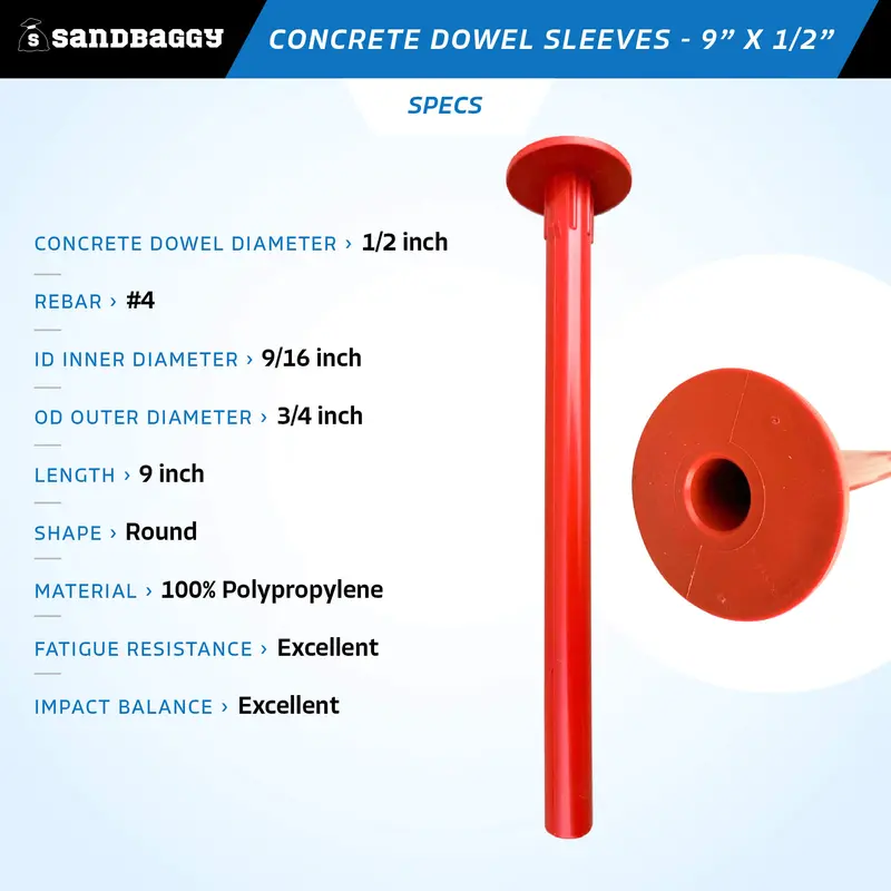 Concrete Dowel Sleeves - 9” X 1/2” (#4 Rebar Sleeve) 2