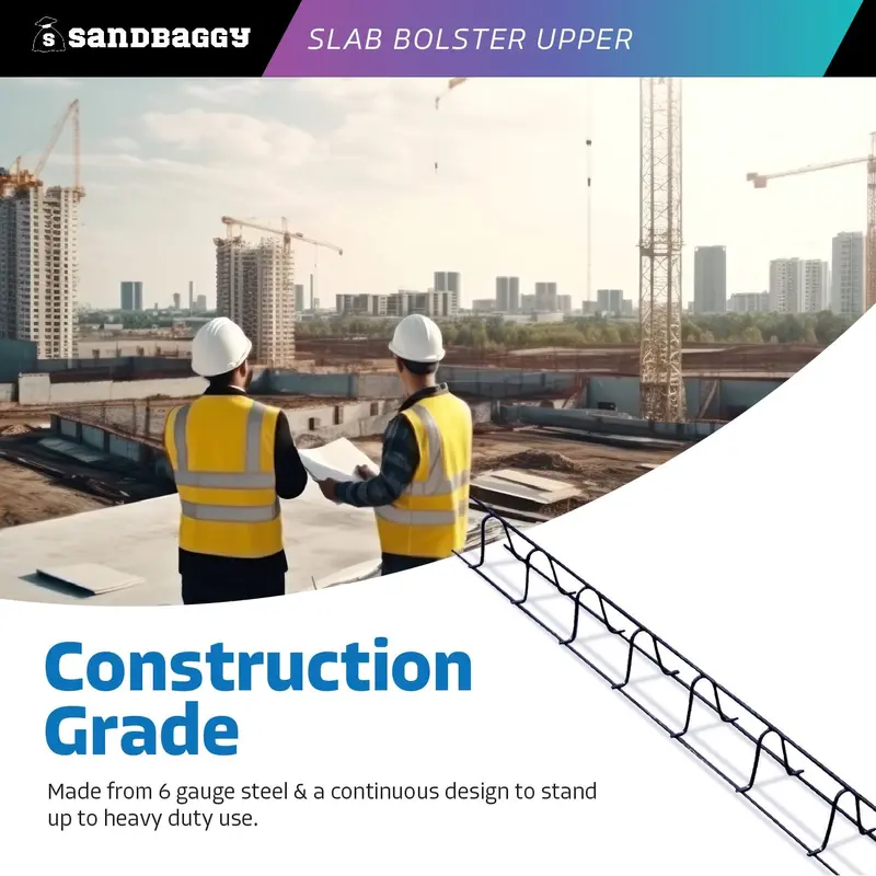 Concrete Plain Slab Bolster Upper - Continuous Rebar Chairs (5" X 5 Ft X 2") 4