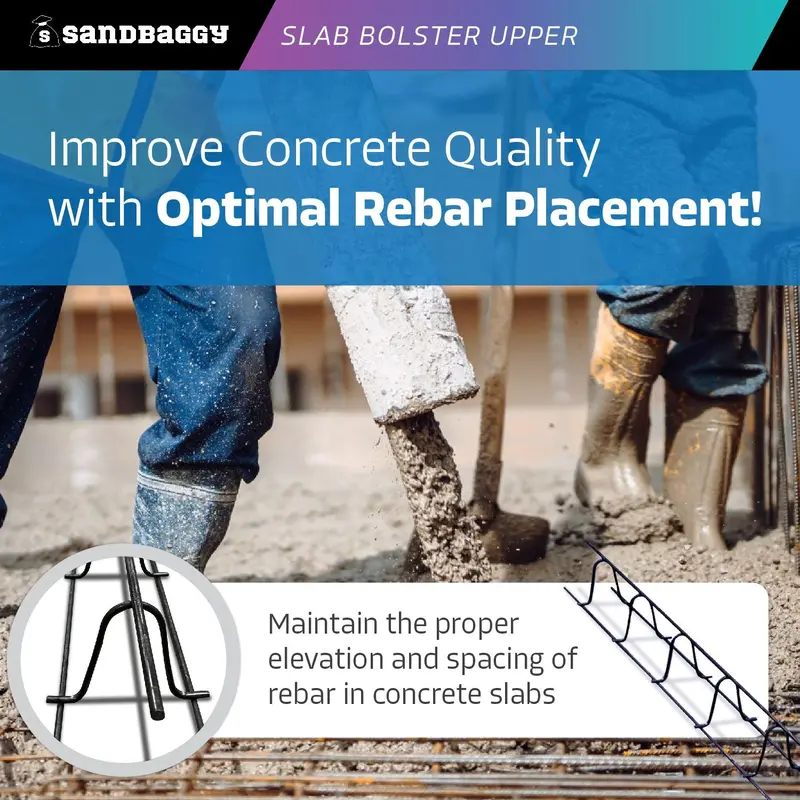 Concrete Plain Slab Bolster Upper - Continuous Rebar Chairs (5" X 5 Ft X 2") 5