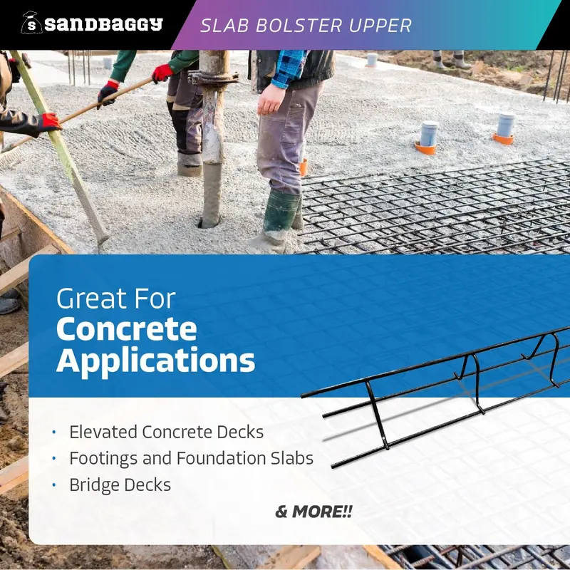 Concrete Plain Slab Bolster Upper - Continuous Rebar Chairs (5" X 5 Ft X 3") 4