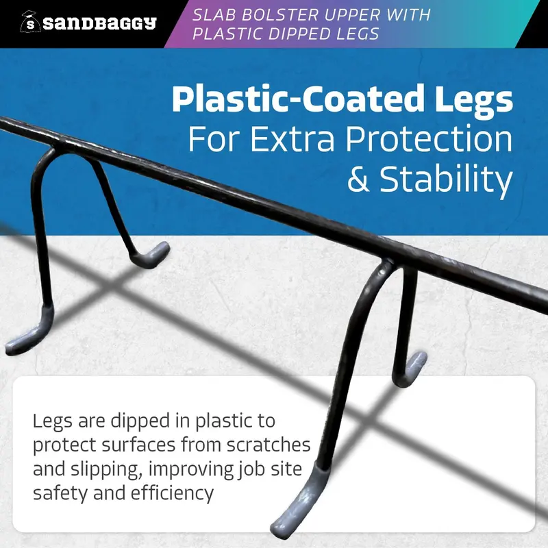 Concrete Plain Slab Bolster Upper With Gray Plastic Coated Legs - Continuous Rebar Chairs (5" X 5 Ft X 3") 3
