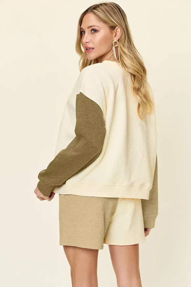Contrast Drop Shoulder Top And Shorts Set 24