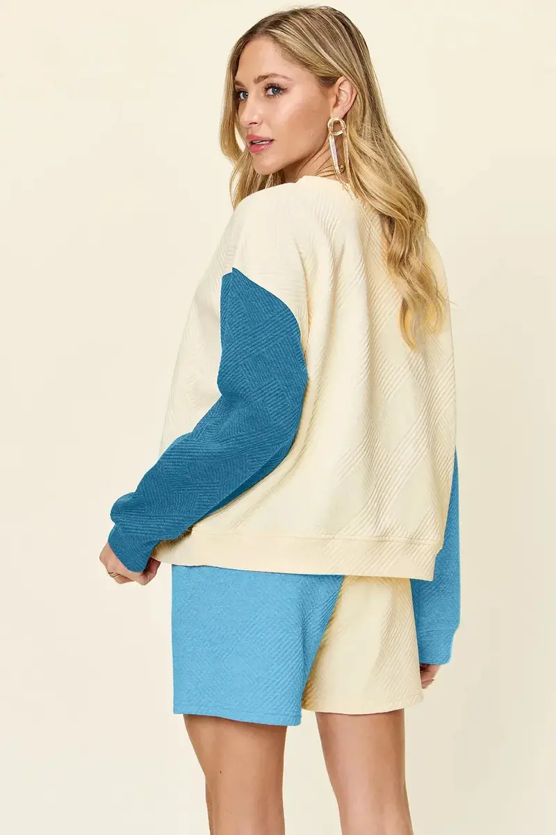 Contrast Drop Shoulder Top And Shorts Set 27