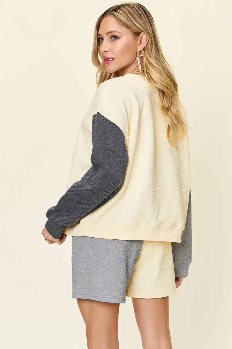 Contrast Drop Shoulder Top And Shorts Set 3