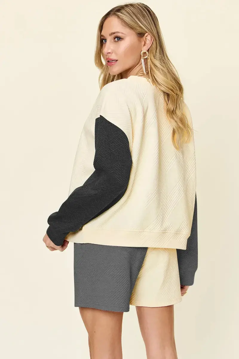Contrast Drop Shoulder Top And Shorts Set 30