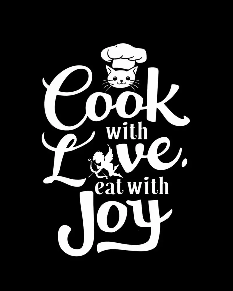 Cook With Love Eat With Joy Unisex Cotton T-Shirt 2