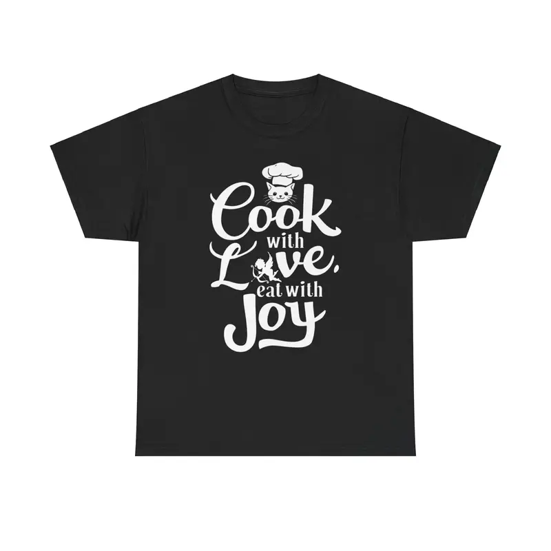 Cook With Love Eat With Joy Unisex Cotton T-Shirt 5