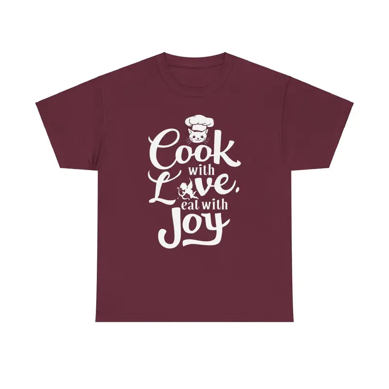 Cook With Love Eat With Joy Unisex Cotton T-Shirt 7