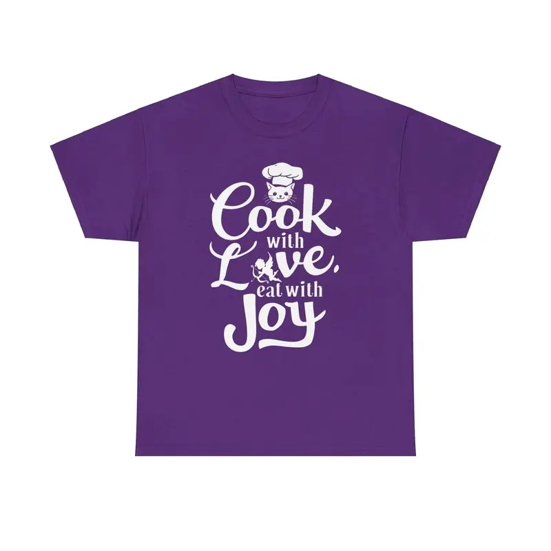 Cook With Love Eat With Joy Unisex Cotton T-Shirt 9