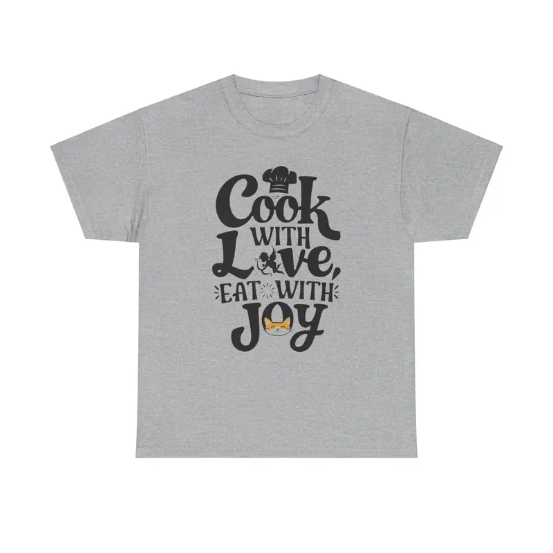 Cook With Love Eat With Joy Unisex Cotton T-Shirts 12