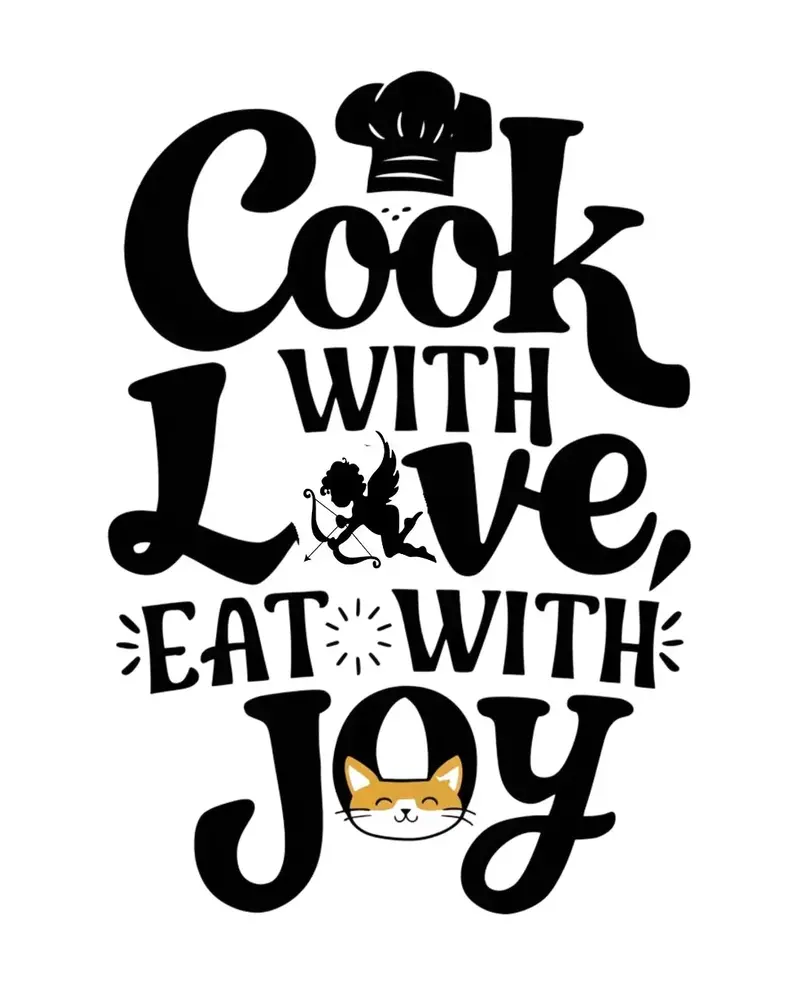 Cook With Love Eat With Joy Unisex Cotton T-Shirts 2