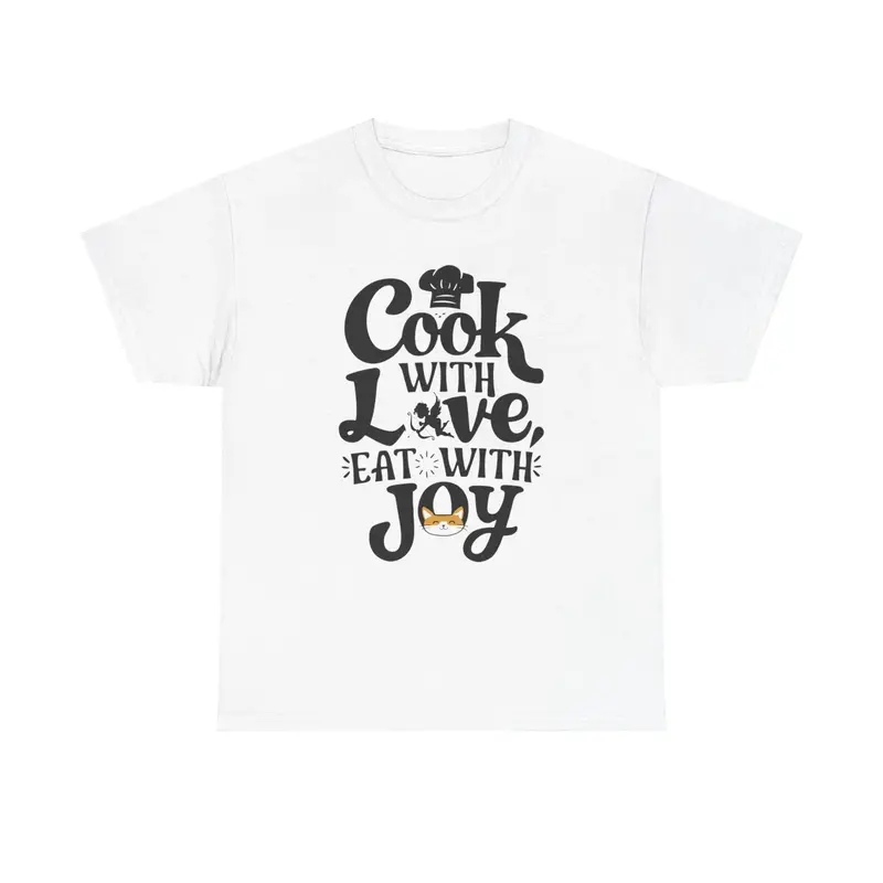 Cook With Love Eat With Joy Unisex Cotton T-Shirts 5