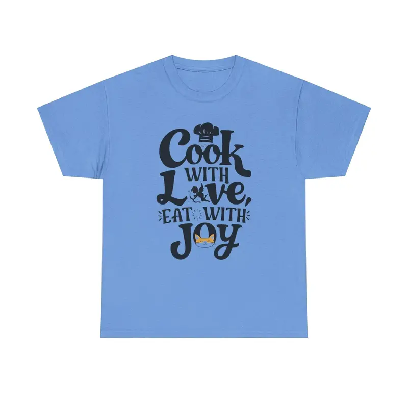 Cook With Love Eat With Joy Unisex Cotton T-Shirts 7