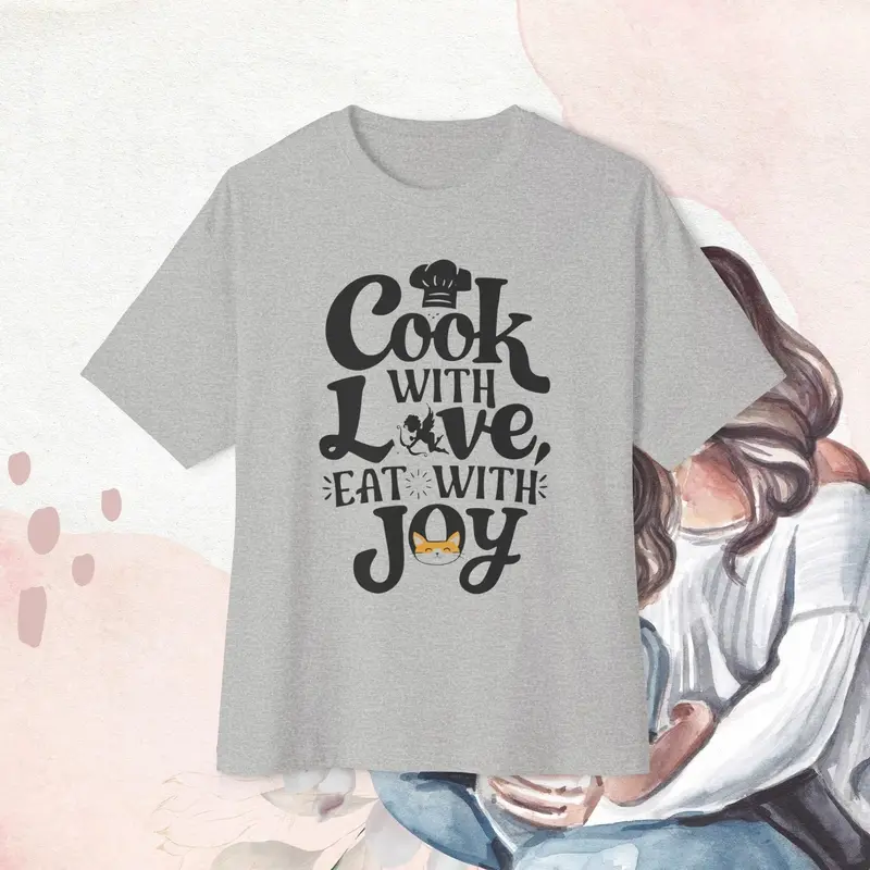 Cook With Love Eat With Joy Unisex Oversized Boxy Tshirt 4