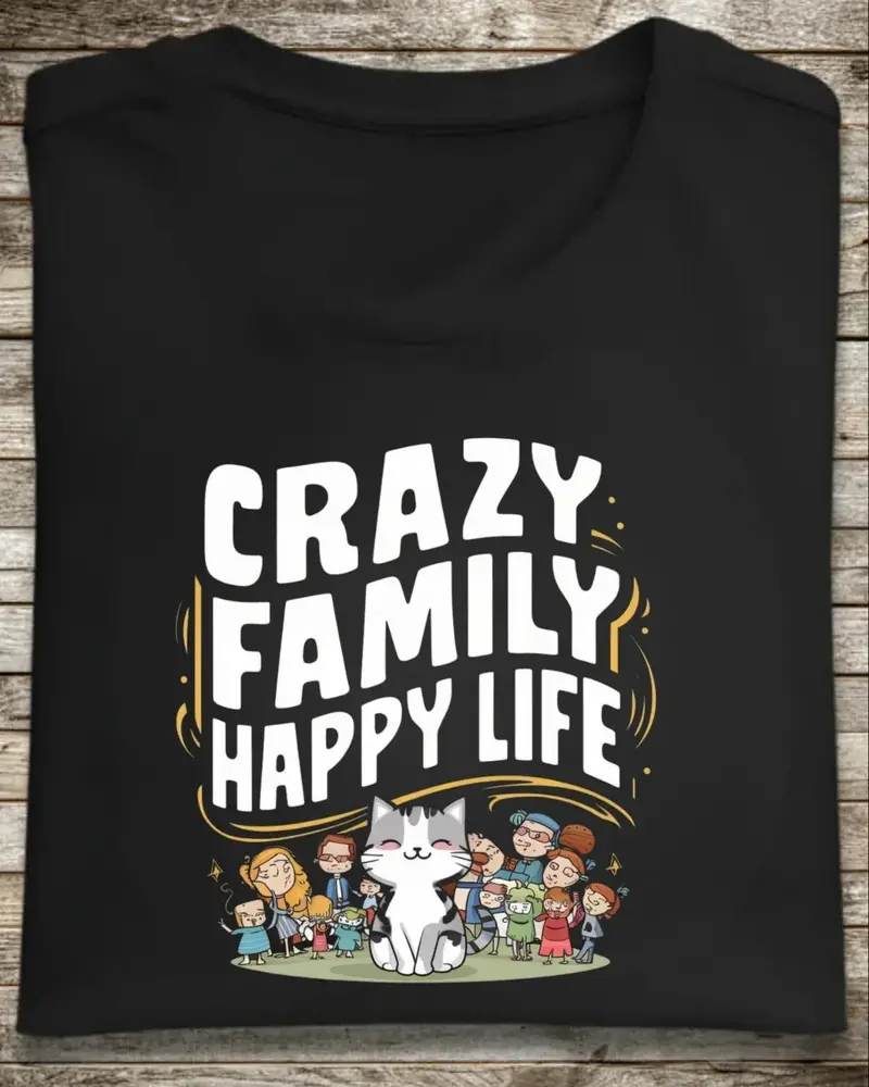 Crazy Family Happy Cotton T-Shirt 1