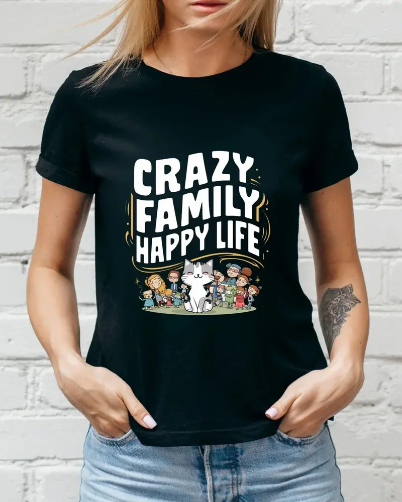 Crazy Family Happy Cotton T-Shirt 3
