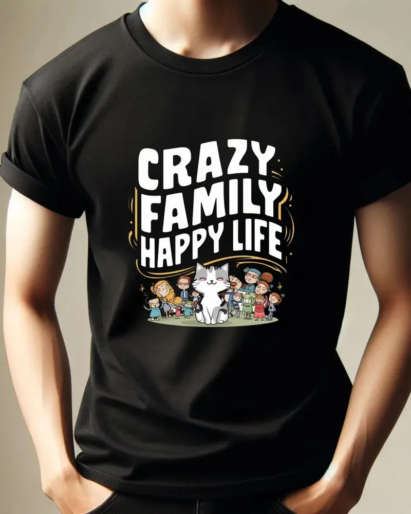 Crazy Family Happy Cotton T-Shirt 4