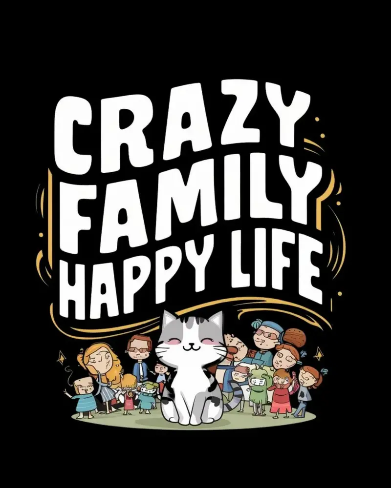 Crazy Family Happy Life Cotton Tshirt 2