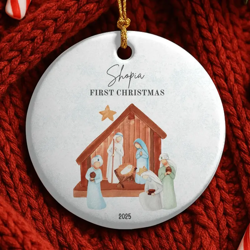 Custom Baby's First Christmas Bauble,Christmas Gifts For Kids, Custom Keepsake Christmas Ornament, New Baby Gifts,Christmas Tree Decor. 1