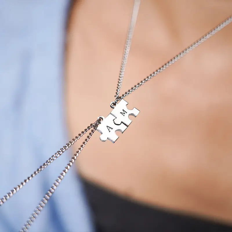 Custom Engraved Puzzle Piece Necklace 2