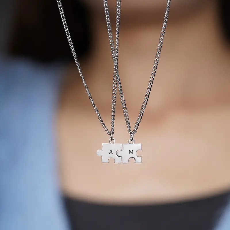 Custom Engraved Puzzle Piece Necklace 4