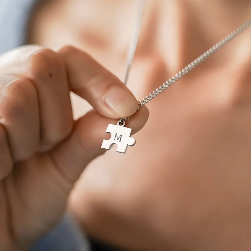 Custom Engraved Puzzle Piece Necklace 5