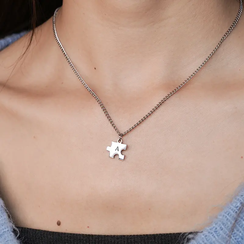 Custom Engraved Puzzle Piece Necklace 8