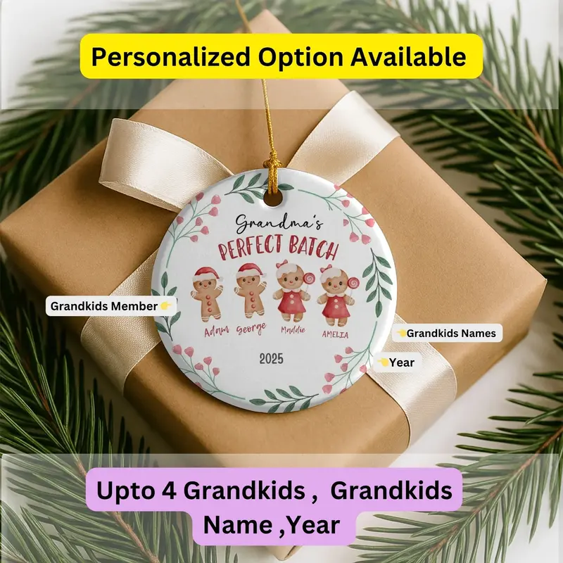 Custom Grandma Christmas Ornament, Personalized 2025 Ornament, Grandkids Names, Keepsake Gift, Perfect Batch Grandma Ornament With Grandkids 2