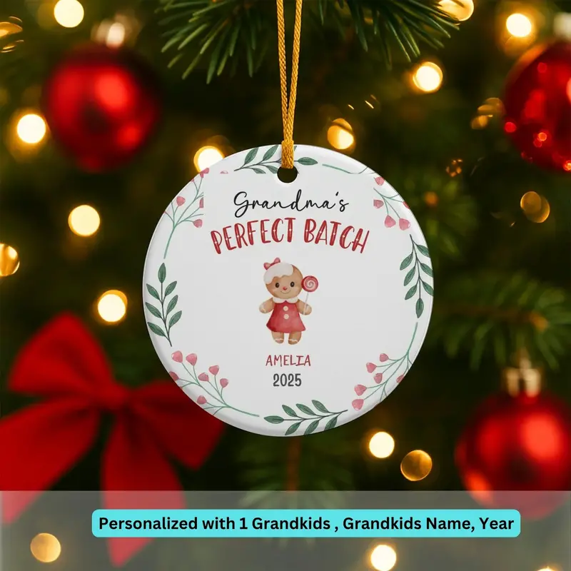 Custom Grandma Christmas Ornament, Personalized 2025 Ornament, Grandkids Names, Keepsake Gift, Perfect Batch Grandma Ornament With Grandkids 3
