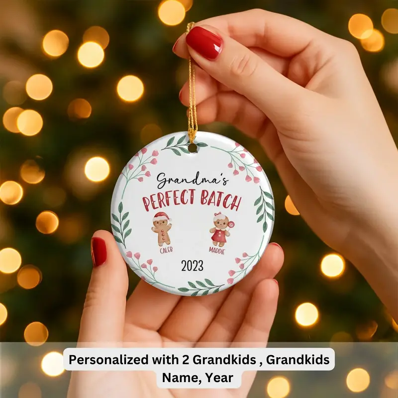 Custom Grandma Christmas Ornament, Personalized 2025 Ornament, Grandkids Names, Keepsake Gift, Perfect Batch Grandma Ornament With Grandkids 4