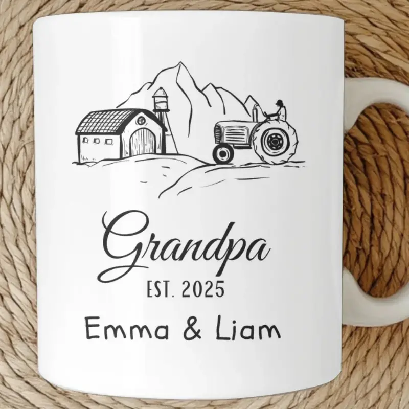 Custom Grandpa Mug, Personalized Grandpa Mug, Wildflowers Grandfather Mug, Customized Grandfather Gifts, Gift For Grandpa 1