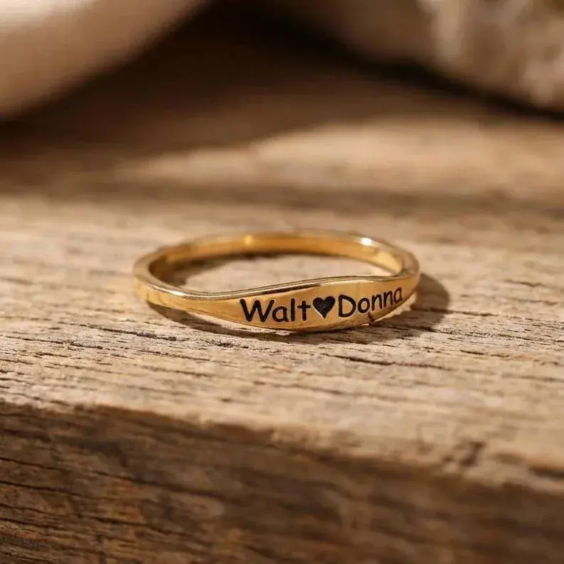 Custom Smooth Name Engraving Ring (Inside And Out) 1