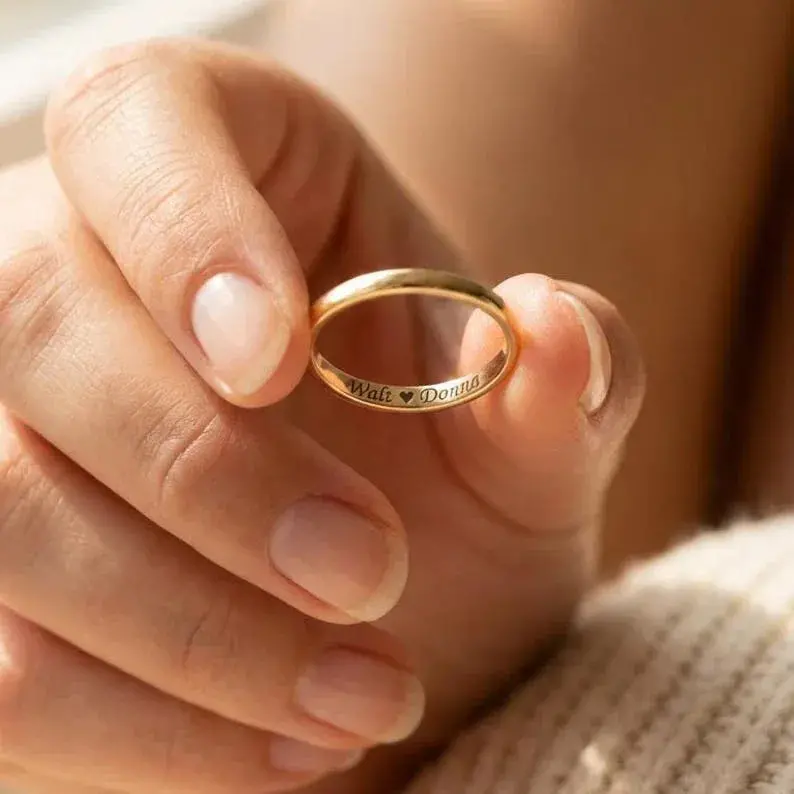 Custom Smooth Name Engraving Ring (Inside And Out) 2