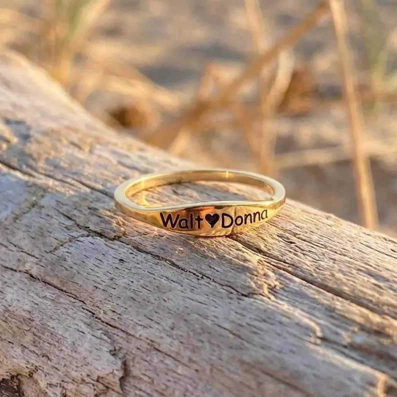 Custom Smooth Name Engraving Ring (Inside And Out) 3