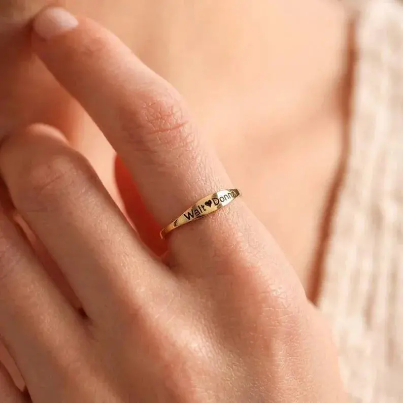 Custom Smooth Name Engraving Ring (Inside And Out) 4
