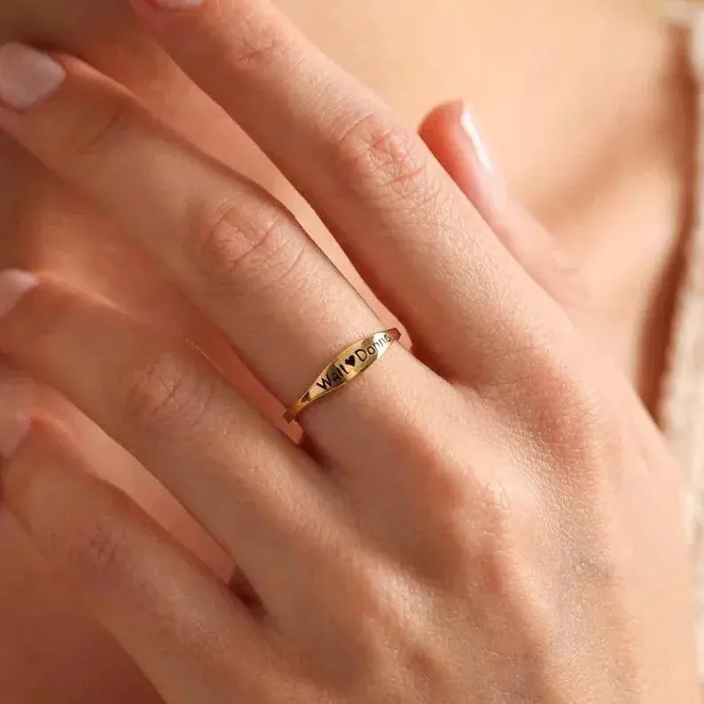 Custom Smooth Name Engraving Ring (Inside And Out) 5