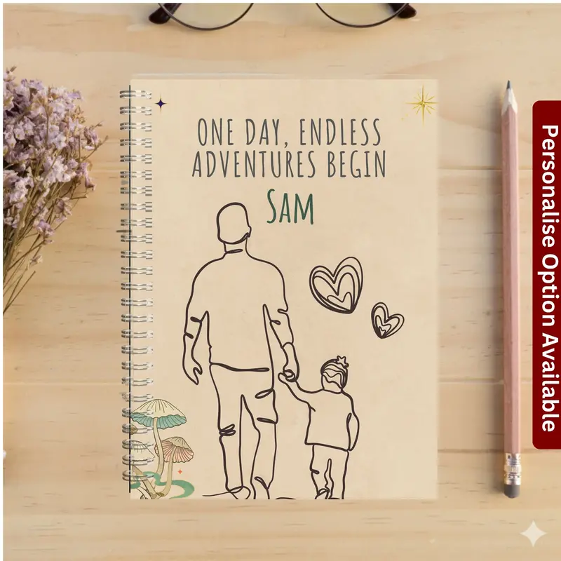 Custom Spiral Notebook, Personalized Name Journal, Floral Diary, Daily Gratitude Journal, Unique Gift For Dad, Father’S Day Present 1