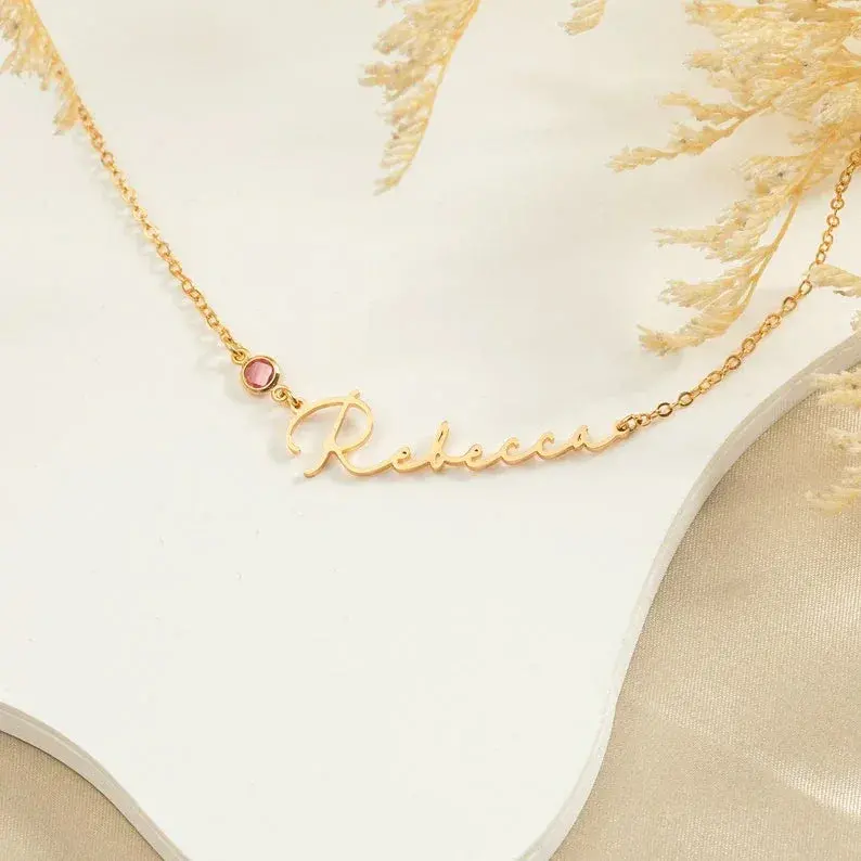Customizable Name And Gemstone Design Luxury Necklace 1