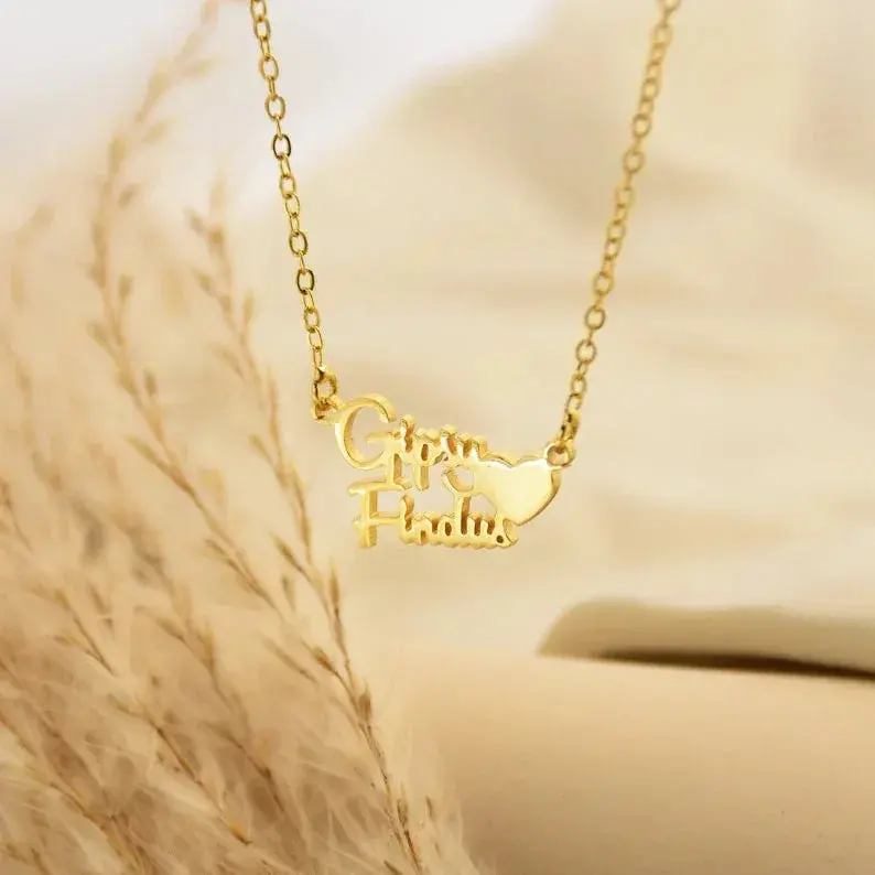 Customizable Name With Heart Design Exquisite Unique Necklace 1