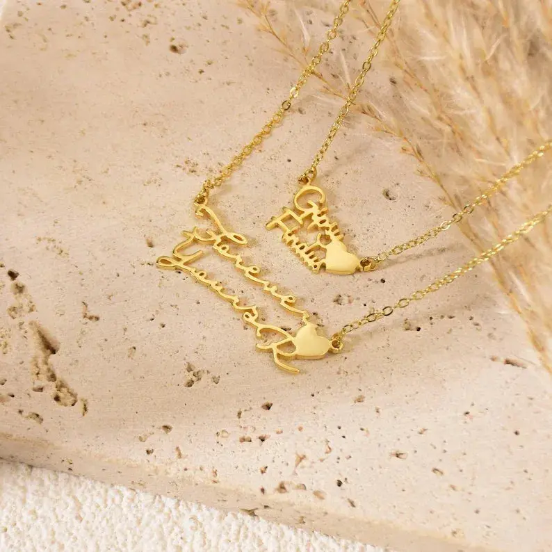Customizable Name With Heart Design Exquisite Unique Necklace 2