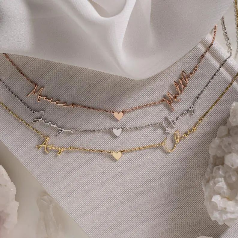 Customizable Name With Heart Design Light Luxury Necklace 3