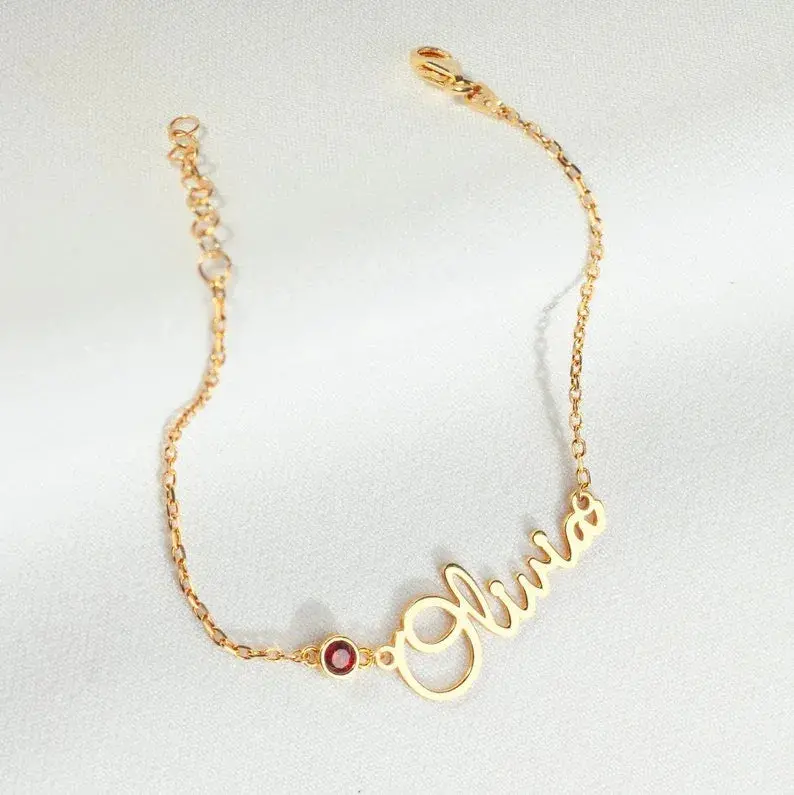 Customized Birthstone Name Bracelet 1