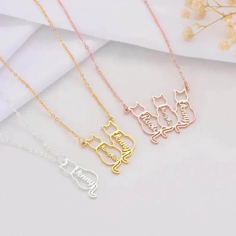 Customized Cat Name Necklace (1-3 Cats Option) 1