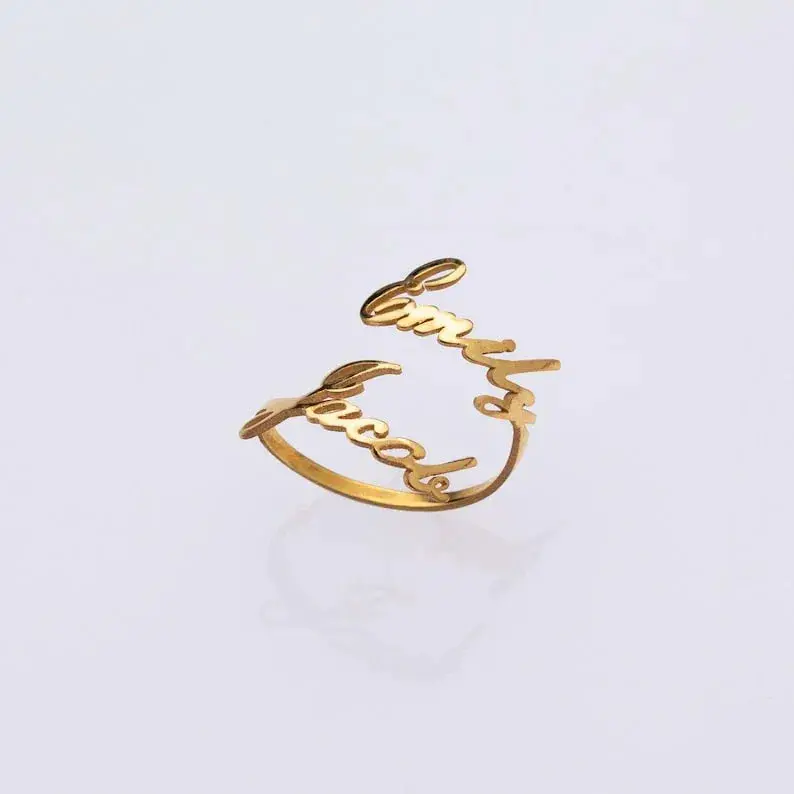 Customized Double Name Open Ring 1
