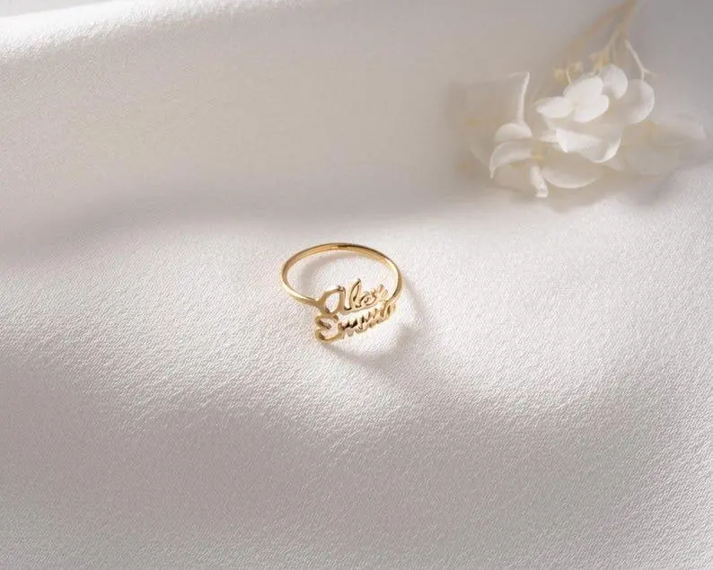 Customized Double Name Open Ring 1