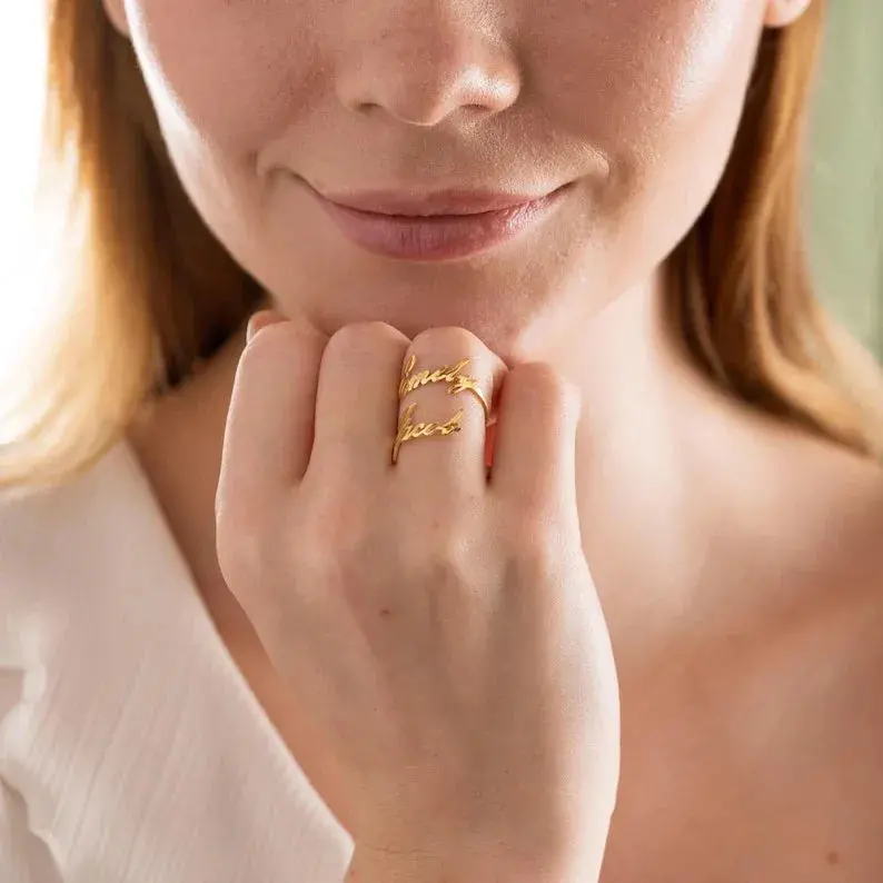 Customized Double Name Open Ring 2