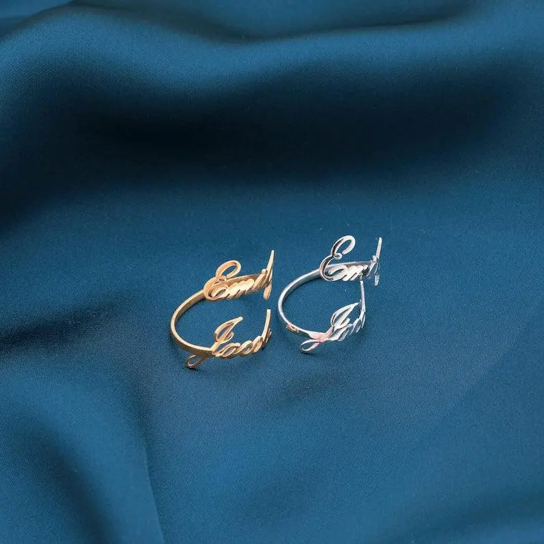 Customized Double Name Open Ring 5