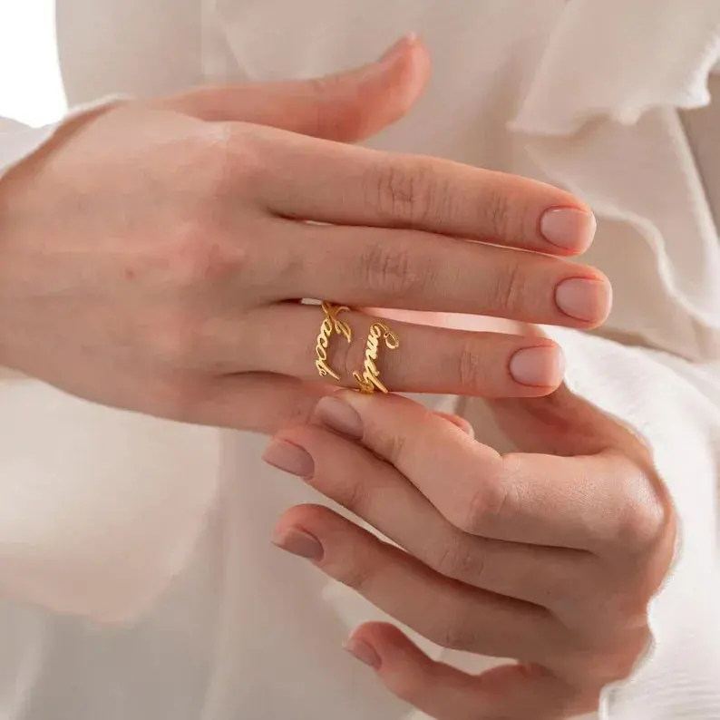 Customized Double Name Open Ring 7