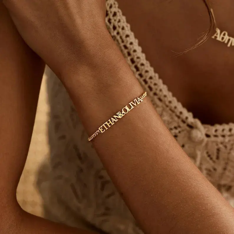 Customized Double Nameplate Name Bracelet 1